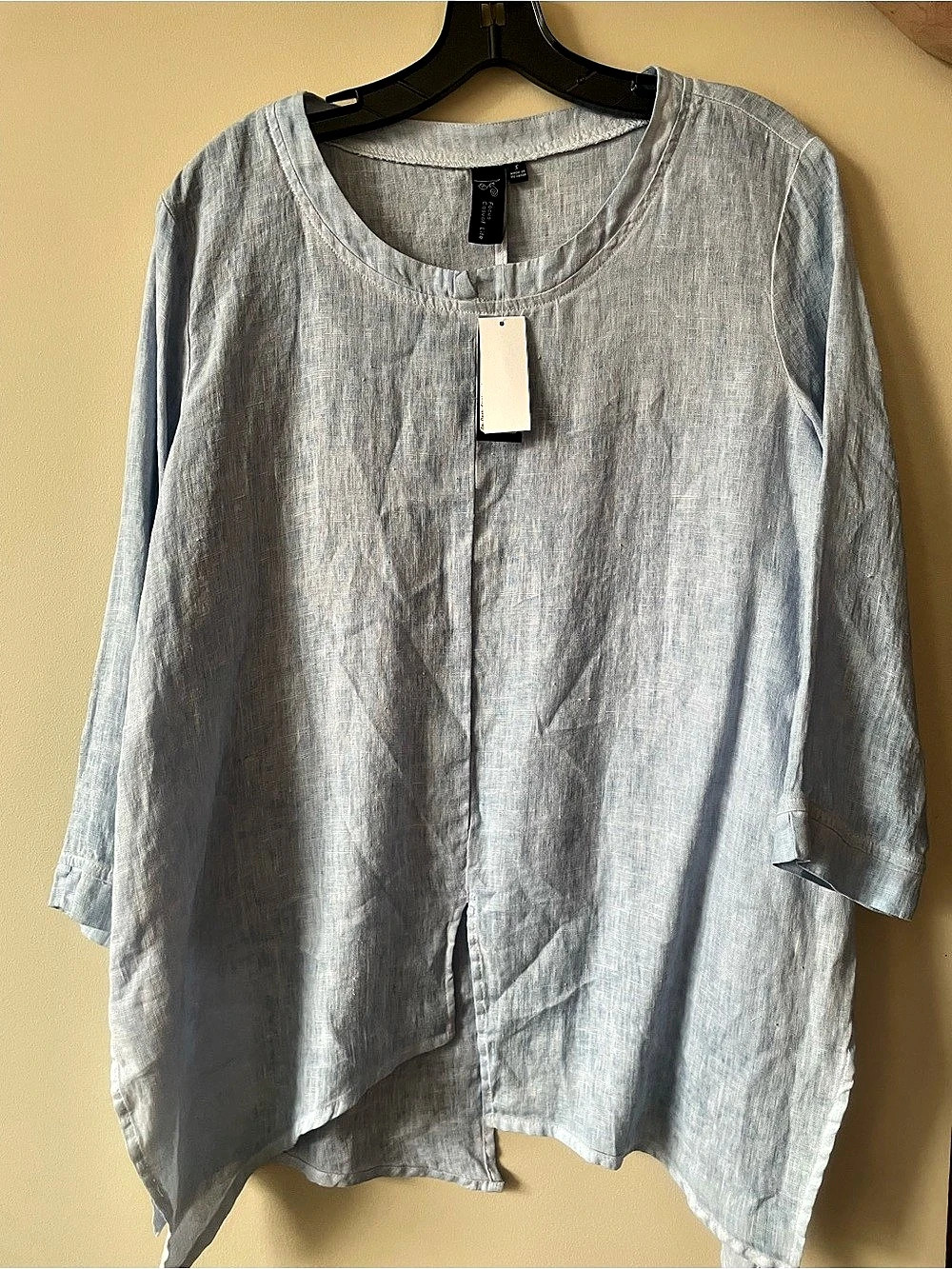 On Deck Clothing Company 3/4 Sleeve Linen Tunic Blue Small NWT